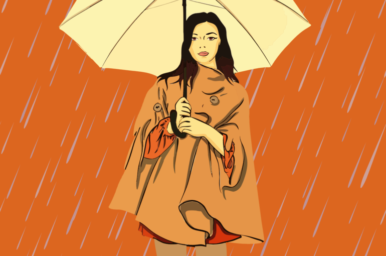 Orange Illustration Rain Phone Wallpaper
